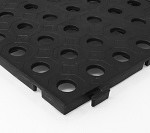 INTERLOCKING FLOOR TILE WITH HOLES. CAN BE USED IN THE BATH, SHOWER OR NEXT TO A POOL